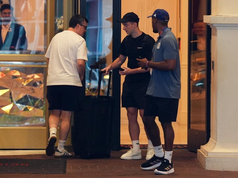 Scotland's Kieran Tierney leaving the team hotel in Charlotte