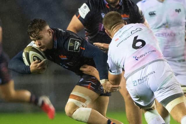 Edinburgh wing Darcy Grahamis tackled by Ospreys' Olly Cracknell during the Guinness Pro14 match between Edinburgh and Ospreys at BT Murrayfield. Picture: Bill Murray/SRU/SNS