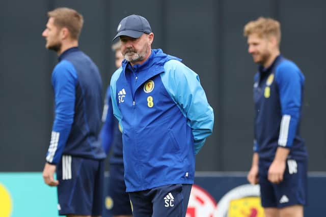 Scotland manager Steve Clarke oversees a training session at Lesser Hampden ahead of the trip to Spain. (Photo by Ian MacNicol/Getty Images)