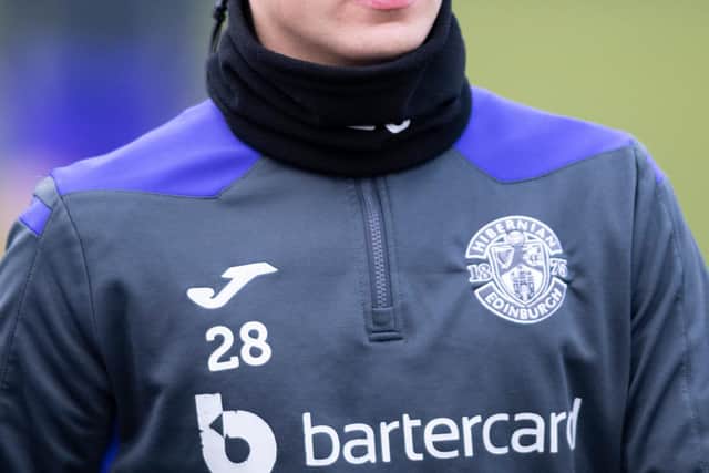 EDINBURGH, SCOTLAND - JANUARY 14: Dylan Tait is pictured during Hibernian media access at Hibernian Training Facility, on January 14, 2022, in Edinburgh, Scotland. (Photo by Mark Scates / SNS Group)