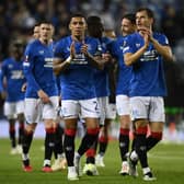 Rangers' James Tavernier and Borna Barisic applaud the fans after defeating Real Betis.