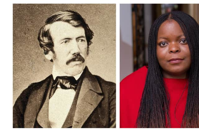 Dr David Livingstone and author and scholar Petina Gappah,  from Zimbabwe, who is working to decolonise the story of revered Scots explorer for the Livingstone Birthplace Museum in Blantyre. PIC: CC/Henry Hakulandaba.