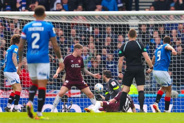 Cyriel Dessers scores his second goal of the match as Rangers took down Hearts 2-0 at Hampden.