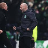 Hibs Caretaker Manager David Gray celebrates his side going ahead during the Premier Sports Cup Final between Celtic and Hibernian at Hampden Park, on December 19, 2021, in Glasgow, Scotland. (Photo by Craig Williamson / SNS Group)