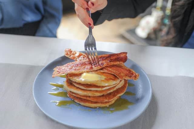 This bacon, made from artificially reared pork, looks and tastes exactly like its conventional equivalent. Picture: Higher Steaks and Tailored Brands