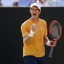 Andy Murray celebrates a point against Joris De Loore in his Rothesay Open Nottingham first round match. Picture date: Tuesday June 13, 2023.