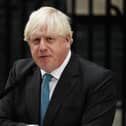 Former Prime Minister Boris Johnson makes a speech outside 10 Downing Street while in office. Picture: Aaron Chown/PA Wire