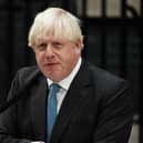 Former Prime Minister Boris Johnson makes a speech outside 10 Downing Street while in office. Picture: Aaron Chown/PA Wire