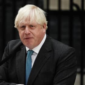 Former Prime Minister Boris Johnson makes a speech outside 10 Downing Street while in office. Picture: Aaron Chown/PA Wire