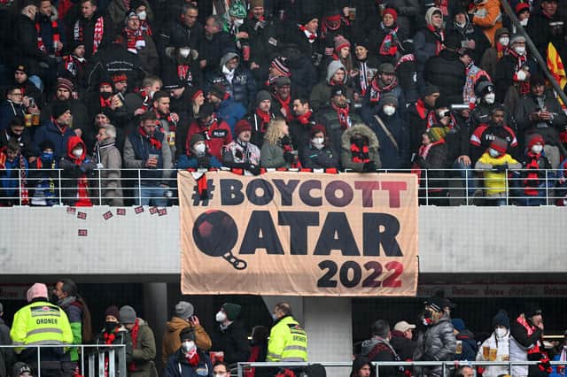 Fans of Freiburg in Germany made clear their feelings about the Qatar World Cup earlier this year (Picture: Matthias Hangst/Getty Images)