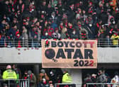 Fans of Freiburg in Germany made clear their feelings about the Qatar World Cup earlier this year (Picture: Matthias Hangst/Getty Images)