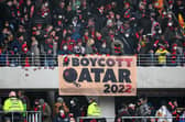 Fans of Freiburg in Germany made clear their feelings about the Qatar World Cup earlier this year (Picture: Matthias Hangst/Getty Images)