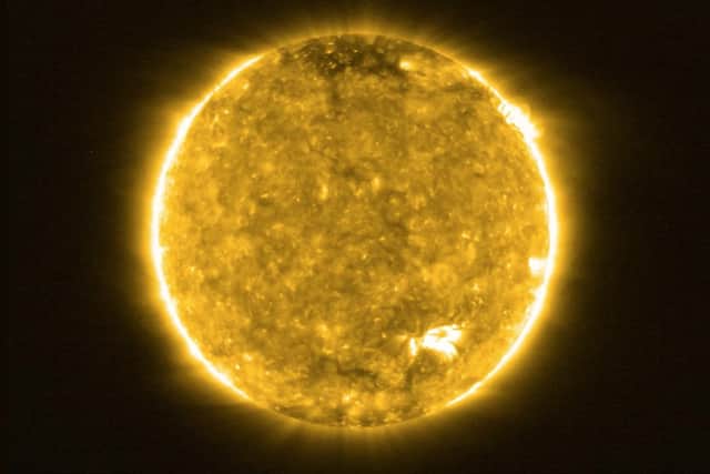 One of the closest images ever taken of the Sun, which was captured in mid-June by the Solar Orbiter when it came within 47 million miles of the Sun's surface.