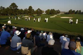 It is  being rumoured that a car park for players will be built underneath the driving range at Augusta National in time for next year's Masters. Picture: Jared C. Tilton/Getty Images.