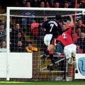 Iain Anderson scores for Dundee in their 'home' fixture v Rangers at Tannadice in April 1999