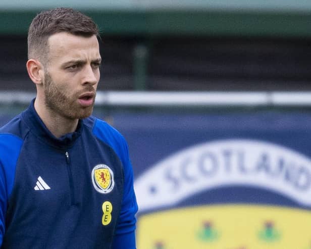 Angus Gunn during a Scotland training session at Lesser Hampden ahead of the Euro 2024 qualifier against Cyprus. (Photo by Ross MacDonald / SNS Group)