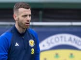 Angus Gunn during a Scotland training session at Lesser Hampden ahead of the Euro 2024 qualifier against Cyprus. (Photo by Ross MacDonald / SNS Group)