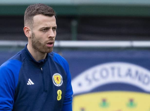 Angus Gunn during a Scotland training session at Lesser Hampden ahead of the Euro 2024 qualifier against Cyprus. (Photo by Ross MacDonald / SNS Group)