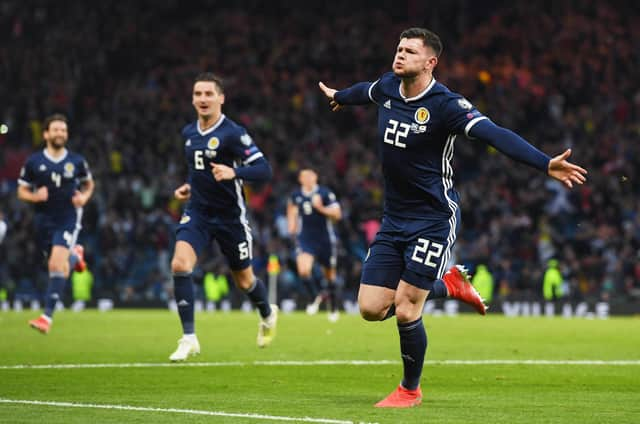 Scotland's Oliver Burke celebrates his winning goal against Cyprus in 2019 and still dreams of more moments like this.