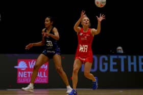 Nicola McCleery in action for the Strathclyde Sirens against Severn Stars in the Vitality Super League.