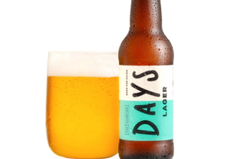 The first of two alcohol-free beers from the Days Brewery is a "clean, crisp and sessionable" lager "lightly malted with well-balanced floral and citrus". Days Brewery, who only make zero alcohol beers, uses water from the water from the heart of the Lammermuir Hills and premium locally-grown malt to make their drinks.