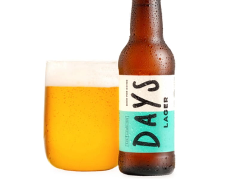 The first of two alcohol-free beers from the Days Brewery is a "clean, crisp and sessionable" lager "lightly malted with well-balanced floral and citrus". Days Brewery, who only make zero alcohol beers, uses water from the water from the heart of the Lammermuir Hills and premium locally-grown malt to make their drinks.