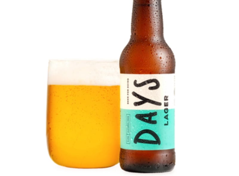 The first of two alcohol-free beers from the Days Brewery is a "clean, crisp and sessionable" lager "lightly malted with well-balanced floral and citrus". Days Brewery, who only make zero alcohol beers, uses water from the water from the heart of the Lammermuir Hills and premium locally-grown malt to make their drinks.