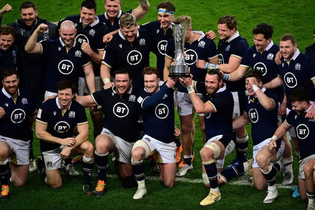 Scotland will take on Australia with 14 of the 15 starters from the victory over France in Paris in March. (Photo by AFP via Getty Images)