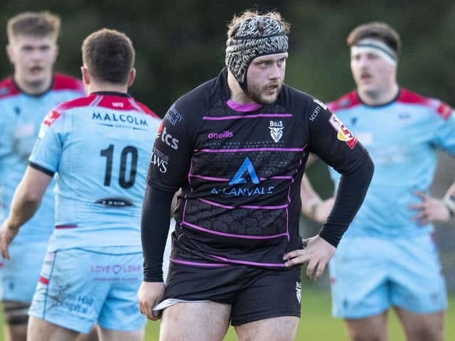 Grant Stewart during a FOSROC Super Series Sprint match between Ayrshire Bulls and Glasgow Warriors A at Millbrae, on April 07, 2023.  (Photo by Ross MacDonald / SNS Group)