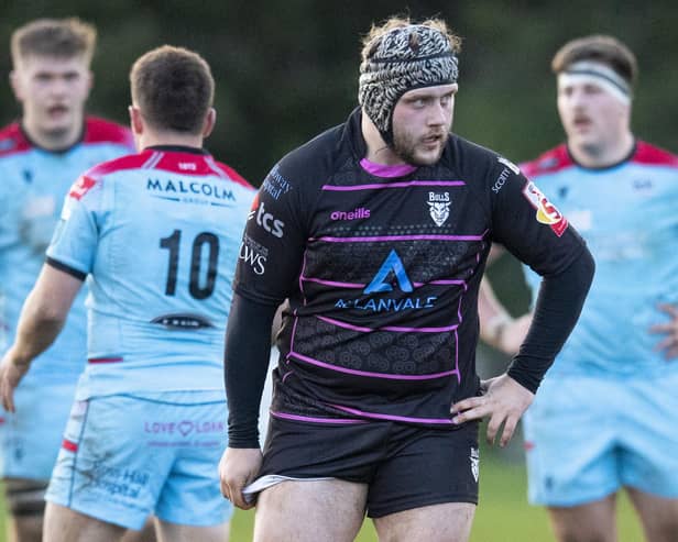 Grant Stewart during a FOSROC Super Series Sprint match between Ayrshire Bulls and Glasgow Warriors A at Millbrae, on April 07, 2023.  (Photo by Ross MacDonald / SNS Group)