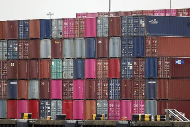 Shipping containers stacked in the port of Southampton, as the UK leaves the single market and customs union and the Brexit transition period comes to an end.