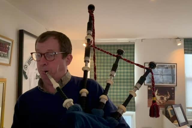 Alastair Campbell says he was "absolutely thrilled" at being asked to play the pipes on the single and video.