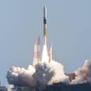 A H-IIA rocket carrying a small lunar surface probe and other objects lifts off from the Tanegashima Space Centre on Tanegashima island, Kagoshima prefecture on September 7, 2023. Japan launched on September 7 a rocket carrying what it hopes will be its first successful Moon landing. Picture: JIJI Press/AFP via Getty Images