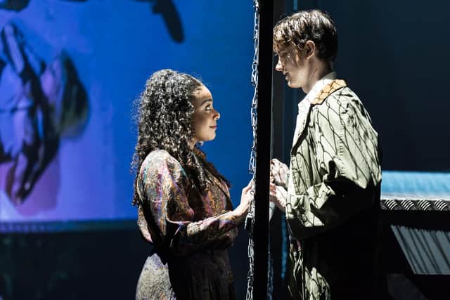 Grace Hodgett Young as Bianca and Will Stanton as Cassio in Othello. Photo Marc Brenner
