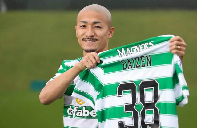 New Celtic signing Daizen Maeda is unveiled at Lennoxtown, on January 1, 2022. (Photo by Craig Williamson / SNS Group)