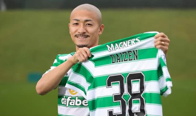 New Celtic signing Daizen Maeda is unveiled at Lennoxtown, on January 1, 2022. (Photo by Craig Williamson / SNS Group)