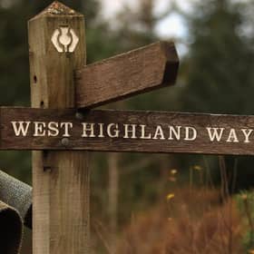 A view of a West Highland Way sign post in the Loch Lomond National Park on October 26, 2011 in Tyndrum, Scotland. Picture: Getty Images
