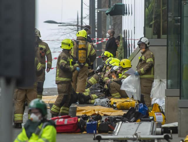 Scottish Fire and Rescue crews outside the Jenners building: Picture: Lisa Ferguson