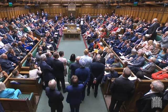 Alba Party Kenny MacAskill stands to protest at the start of Prime Minister's Questions in the House of Commons last week (Picture: House of Commons/PA)