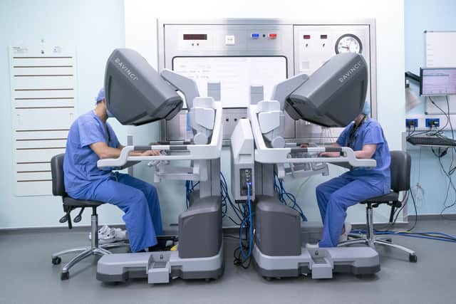 Surgeon operates the surgical robot at Glasgow Royal Infirmary where Health Secretary Humza Yousaf announced the Scottish Government will buy 10 new surgical robots at a total cost of GBP20 million. Picture date: Wednesday June 16, 2021.