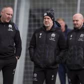 Scotland coaches John Dalziel, Steve Tandy and Gregor Townsend oversee a training session at Oriam, in Edinburgh, ahead of the Six Nations match with Italy. (Photo by Craig Williamson / SNS Group)