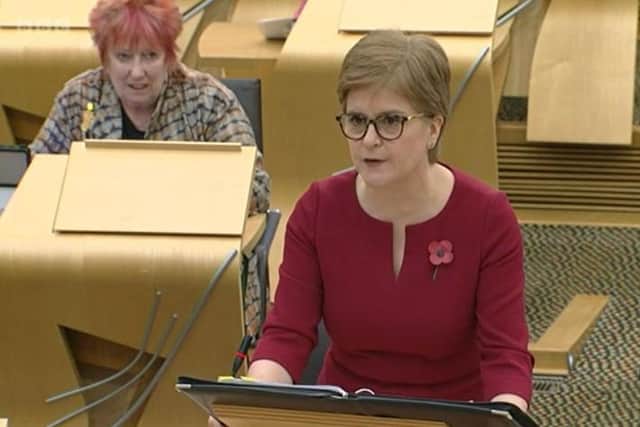 Nicola Sturgeon speaks at First Minister's Questions. Picture: Scottish Parliament
