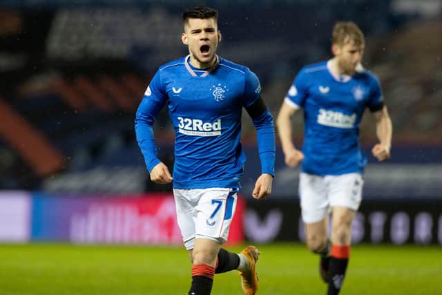 Rangers attacker Ianis Hagi celebrates after scoring the only goal of the game against St Johnstone. Picture: SNS