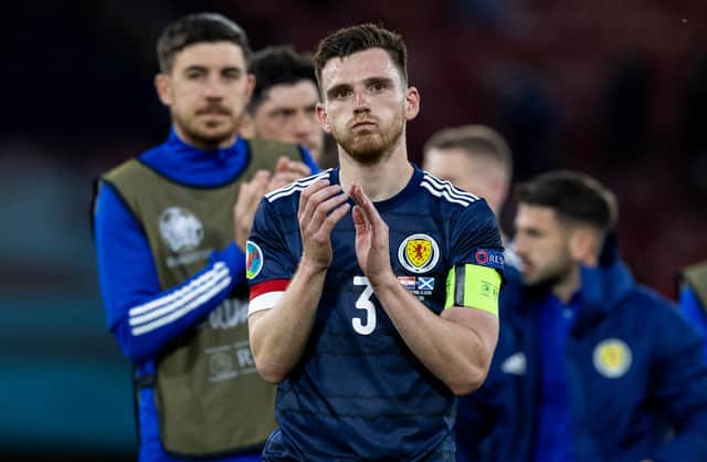 Andy Robertson after Scotland's loss to Croatia. Picture: Craig Williamson/SNS