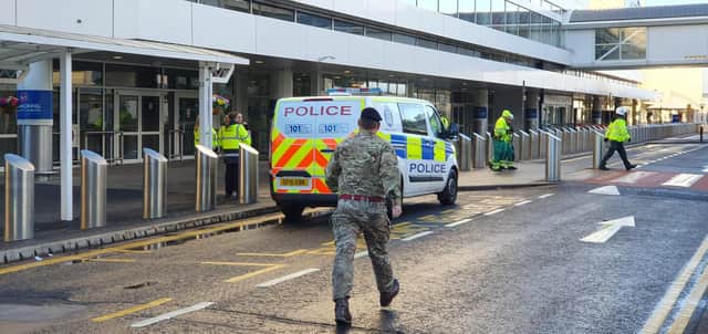 The scene at Glasgow Airport. Picture, John Devlin