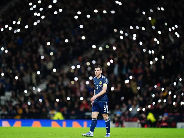 Scotland's Andrew Robertson during the FIFA World Cup Qualifying match at Hampden Park, Glasgow. Picture date: Monday November 15, 2021.