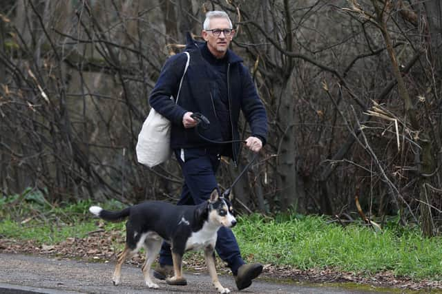 Gary Lineker returns home with his dog on Sunday