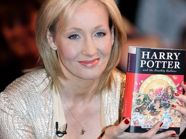 J.K. Rowling presents her novel "Harry Potter and the Deathly Hallows" which went on sale at midnight 20 July 2007 at the National History museum in London. Worldwide anticipation and hype surrounded the publication of "Harry Potter and the Deathly Hallows," the seventh and final book in author J.K. Rowling's fantasy series. Shaun Curry/AFP/Getty Images)