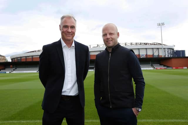 ScribePro chief executive Jonny Gordon with Steven Naismith.