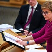 Scotland's First Minister Nicola Sturgeon during First Minster's Questions at the Scottish Parliament in Holyrood, Edinburgh. Picture date: Thursday March 10, 2022.